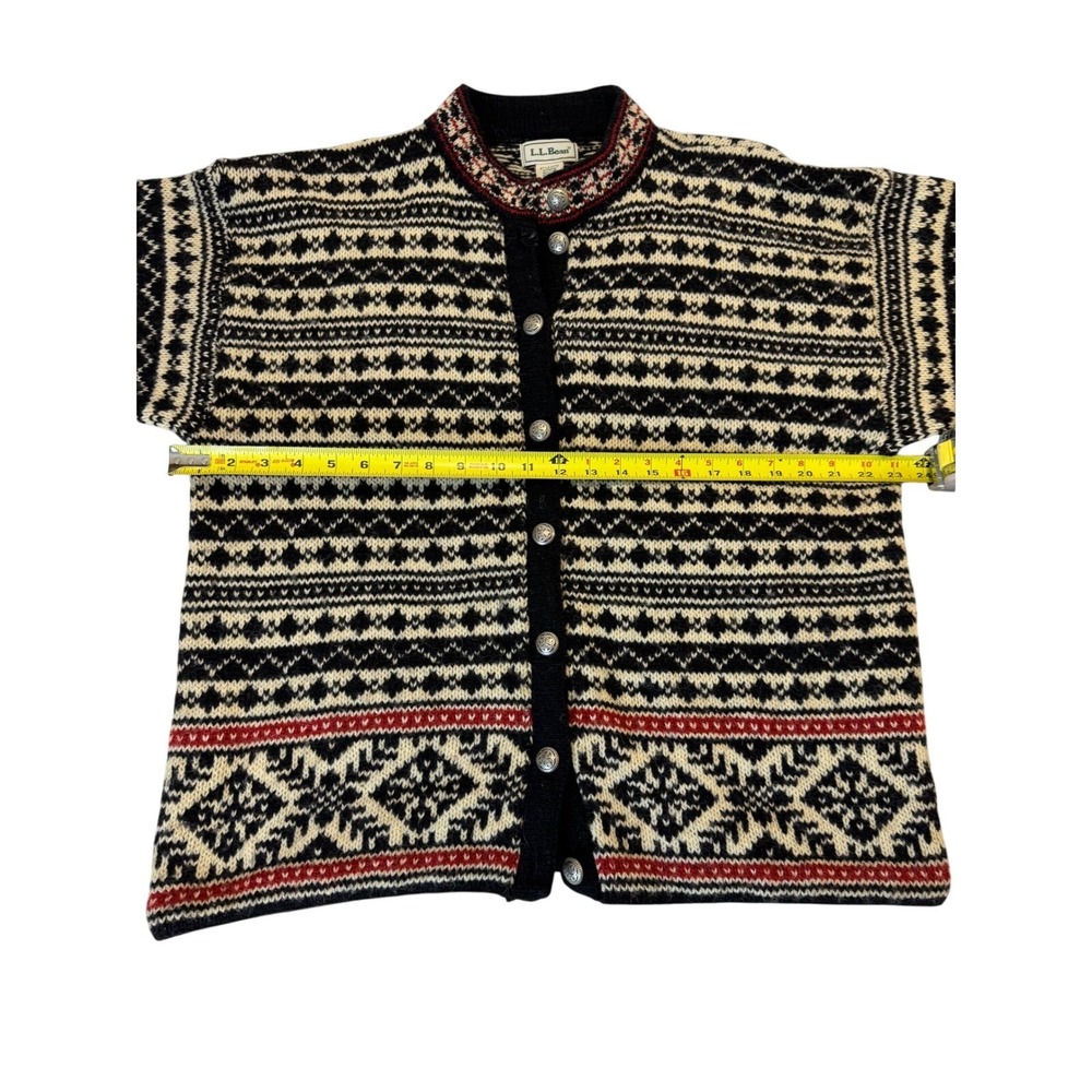 VTG LL Bean Womens Fair Isle Knit Button Front Cardigan‎ Sweater L Grannycore - Picture 5 of 5
